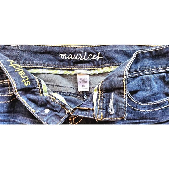 Maurices Womens Straight Leg Jeans (7/8) Short Stretch Dark Wash - Picture 6 of 8